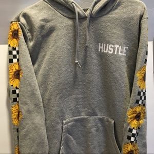 Rue 21 hustle/sunflower grey hoodie M